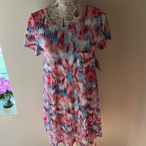 Lularoe pink & blue roses Carly dresses Nwt XS
